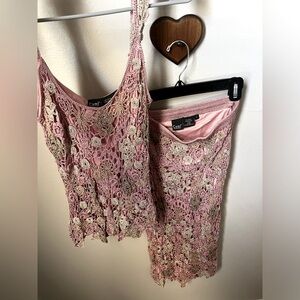 Cami International beaded crochet matching set size small